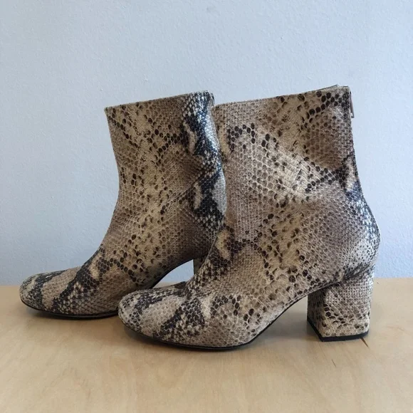 Free People Snakeskin Print Ankle Booties in Beige and Brown - Picture 2 of 8